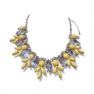 EUC Statement Necklace – Yellow & Crystal Bib Style – Bold Fashion Jewelry